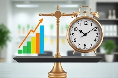 Balanced scale representing growth and value stocks in finance