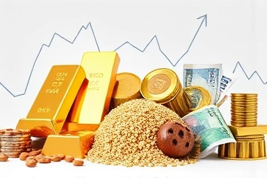 Balanced portfolio of gold, commodities, and currency for asset protection.