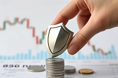 Financial chart showing market decline, with protective measures.