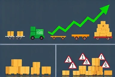 Symbolic representation of supply chain health and inventory levels.