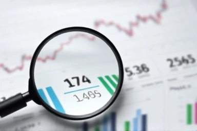 Magnifying glass over financial report, uncovering investor secrets.
