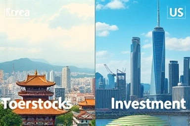 Stable Korean cityscape vs. dynamic US cityscape for stocks.