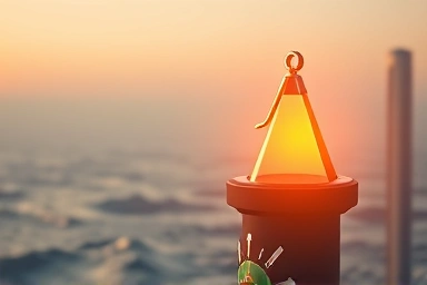 Glowing compass pointing to economic future