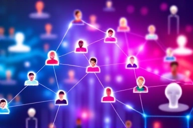 Abstract digital network connecting diverse users, symbolizing platform growth.