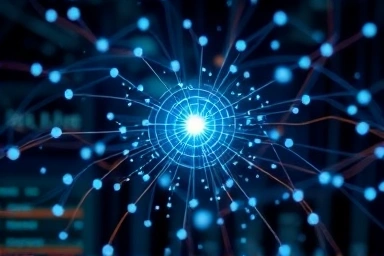 Interconnected nodes in a digital system, representing data flow and AI.