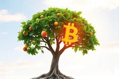 Healthy tree with diverse fruits representing investment assets.