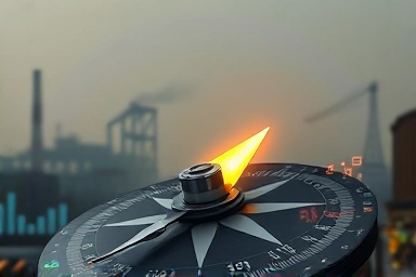 Compass of economic foresight pointing to future inflation.