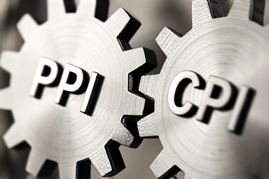 Interconnected gears symbolizing PPI influencing CPI movement.