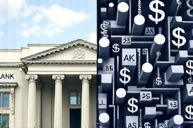 Contrast between transparent traditional finance and complex shadow finance.