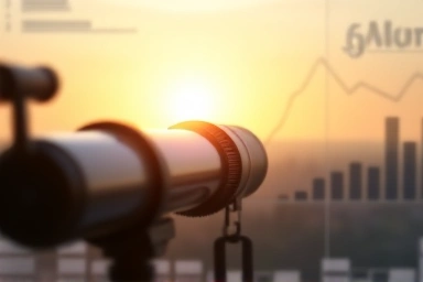 Telescope focusing on economic horizon, symbolizing top-down investing.