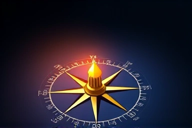 Golden compass guiding abstract US economy