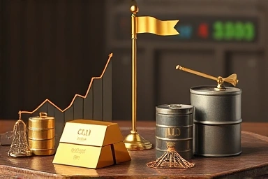 Balanced investment portfolio with commodities, stocks, and bonds