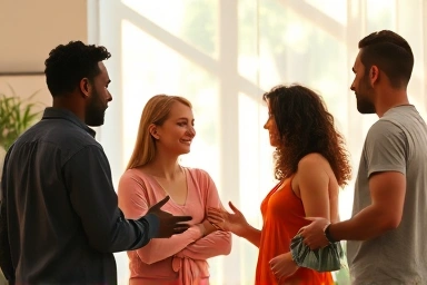 People connecting through genuine conversation and understanding.