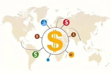 Symbolic global economy, dollar index, currency flow