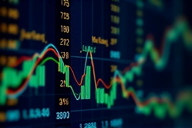 Abstract financial data flow, currency exchange, economic indicators