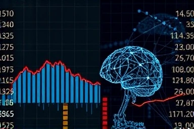 Historical stock market crash vs. futuristic AI network.