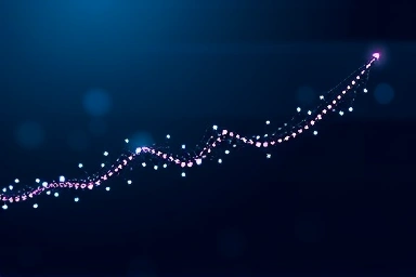 Abstract economic forecast visualization with interconnected dots.