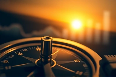Financial compass symbolizing guidance and future economic prediction.