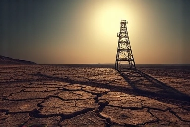 Visual metaphor for economic recession caused by energy crisis.