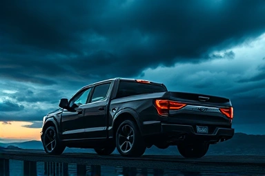 Ford truck transforming from classic to electric, symbolizing transition.