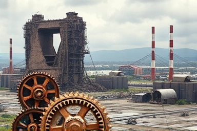 Symbolic image of a declining industrial giant, representing GE's fall.