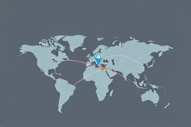 Abstract representation of GPS technology and global economic power.