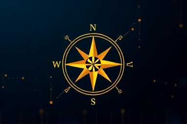Symbolic image of navigation technology and economic data flow.