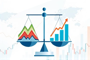 Abstract market cycle visualization of growth and value stocks.
