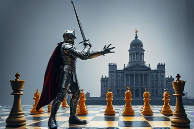 Knight defending economy from shadowy hedge fund attack.
