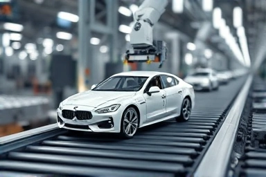 AI precision assembly of standardized car parts, modern manufacturing