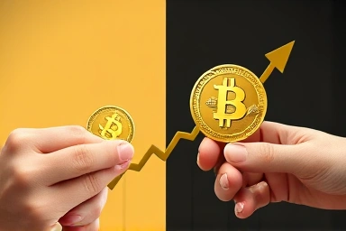 Gold coin vs cryptocurrency coin in rising market