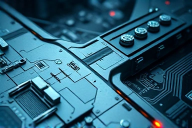 Abstract visualization of advanced aerospace and defense technology.