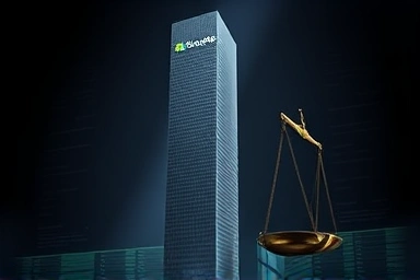 Symbolic representation of Microsoft's antitrust lawsuit