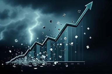 Stock market crash, financial turmoil, downward graph