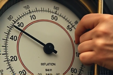 Thermometer symbolizing high inflation with a hand of control.