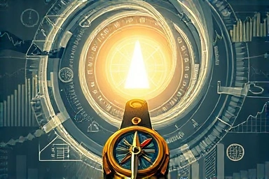 Compass guiding through financial chaos, representing strategic navigation.