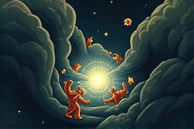 Symbolic art of market competition overcoming corporate monopoly.