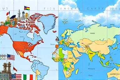 Global trade versus fragmented markets, symbolizing US isolationism's impact.