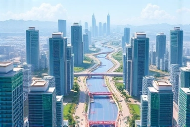 Futuristic decentralized cityscape symbolizing Web 3.0 economy.
