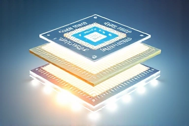 Abstract visualization of 3D stacked transistors, representing advanced semiconductor technology.