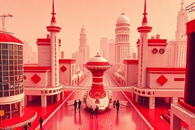 Futuristic metaverse cityscape with nostalgic Cyworld elements