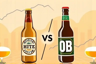 Symbolic beer battle: Hite vs OB market rivalry.