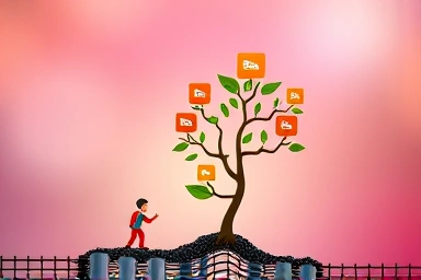 Symbolic growth of a business from a seed to a strong tree.