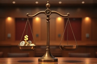 Symbolic scale of justice in cryptocurrency trial