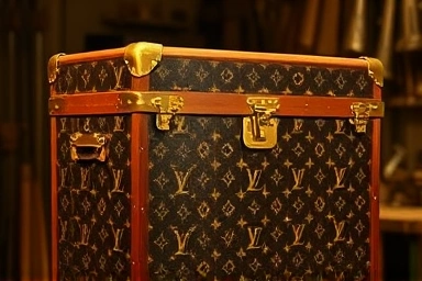 Vintage Louis Vuitton trunk, symbol of luxury and heritage.