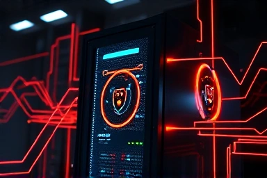Modern server rack symbolizing AI infrastructure and data processing.