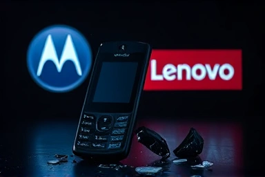 Shattered Motorola RAZR symbolizing business decline