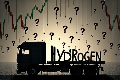 Symbolic representation of Nikola scam, broken truck, falling stocks.
