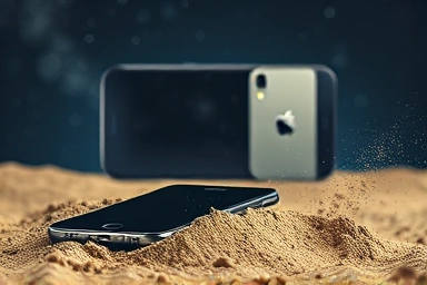 Fading smartphone, technological decline, market dominance contrast