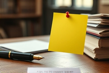 Yellow Post-it note on a vintage desk, symbolizing unexpected innovation.
